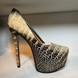Faux Snakeskin Platform Heels